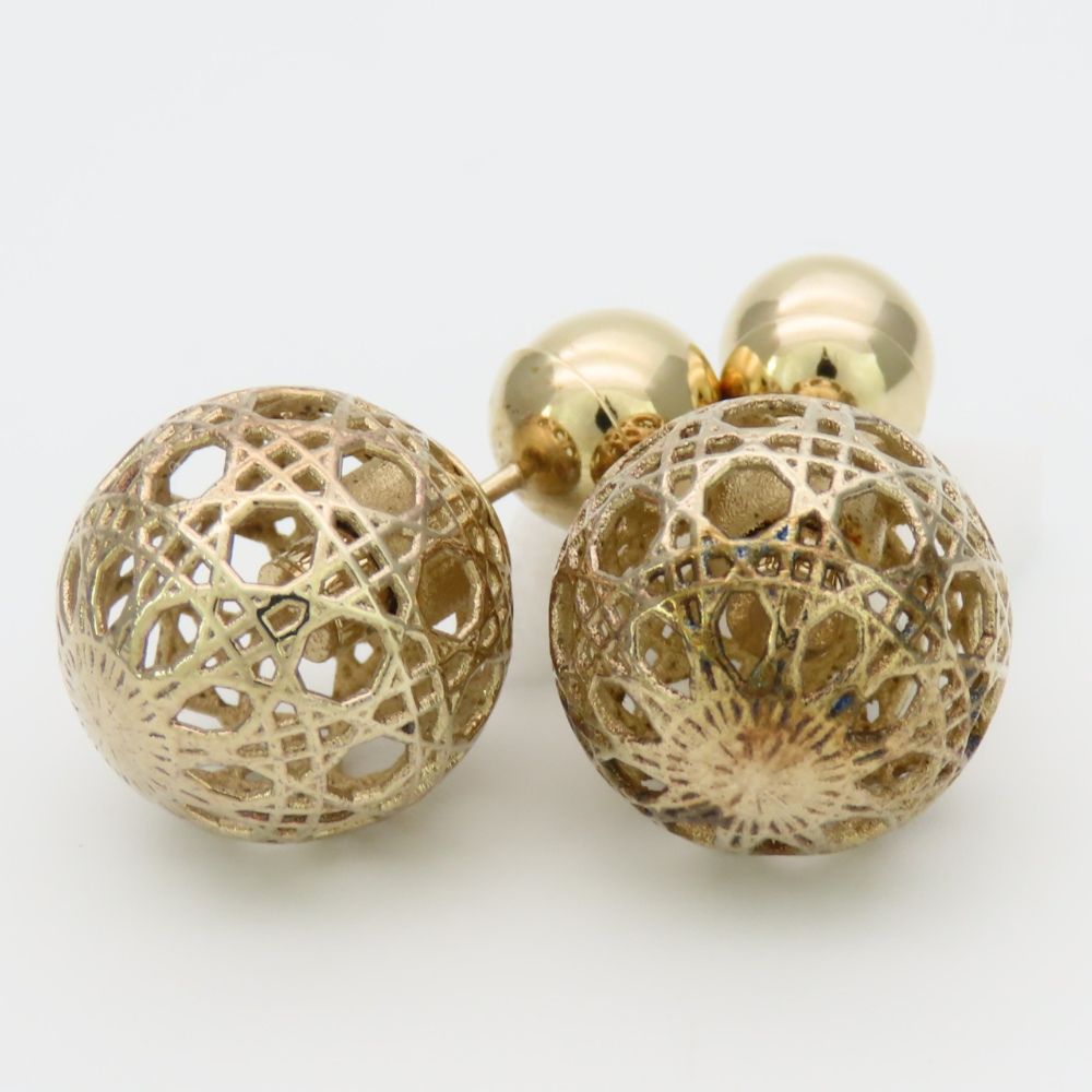 Dior Earrings Tribal Metal Dull Gold Ball Plated — view 2