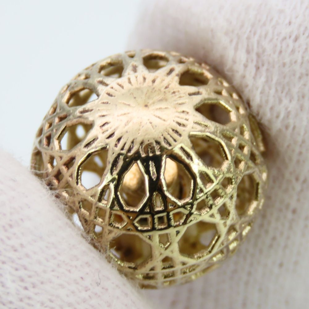 Dior Earrings Tribal Metal Dull Gold Ball Plated — view 4