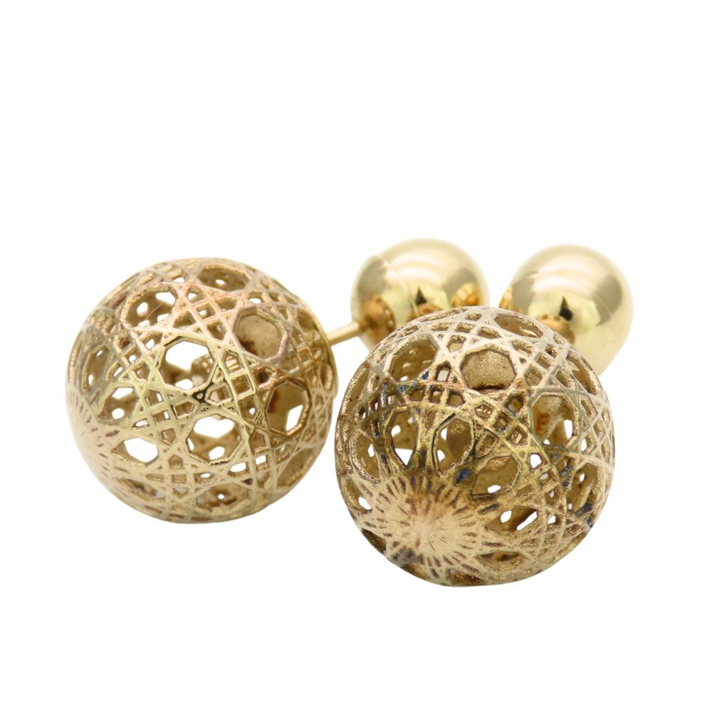 Dior Earrings Tribal Metal Dull Gold Ball Plated
