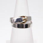Hermes Double Tour Ring Silver Belt Combination Antique Gold