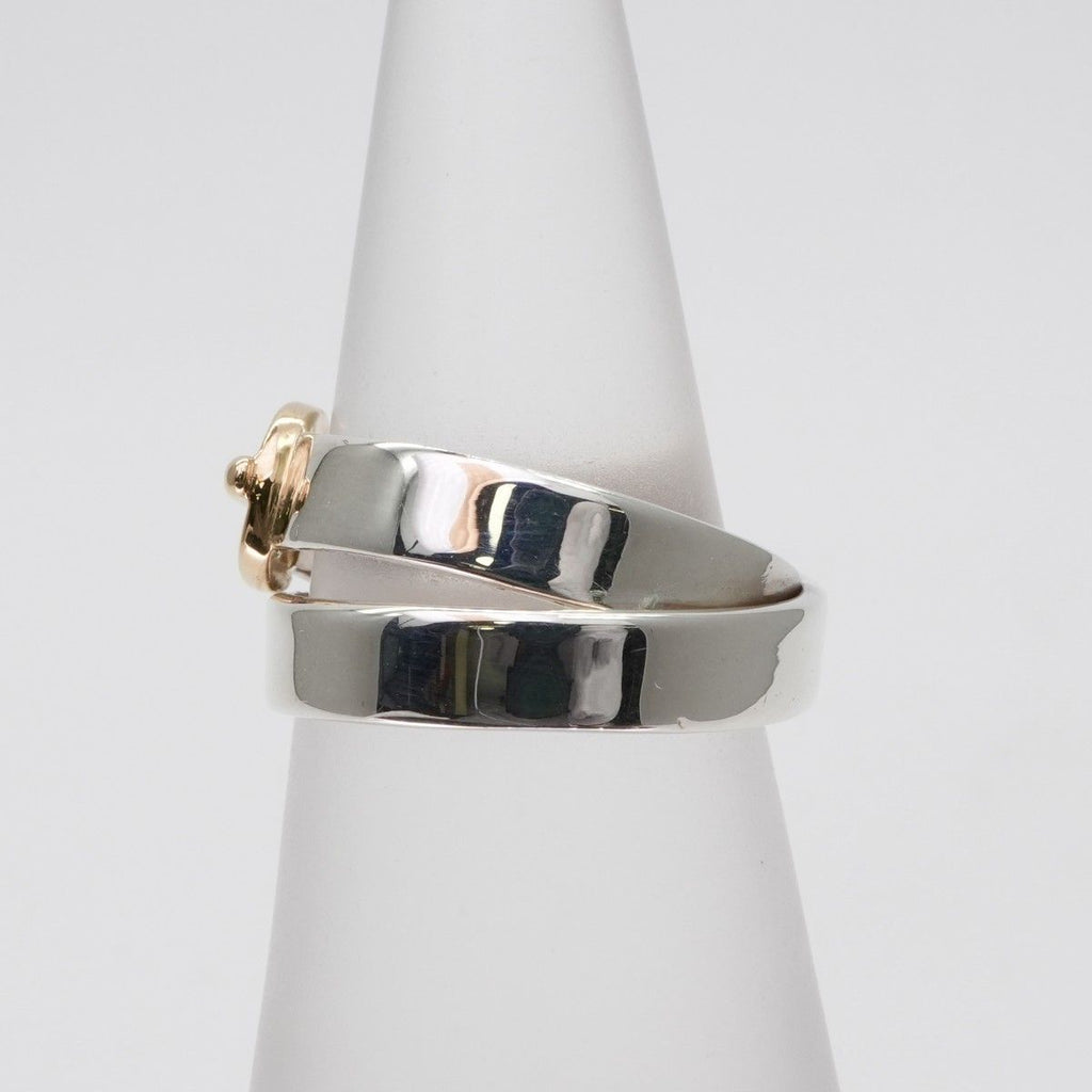 Hermes Double Tour Ring Silver Belt Combination Antique Gold — view 3