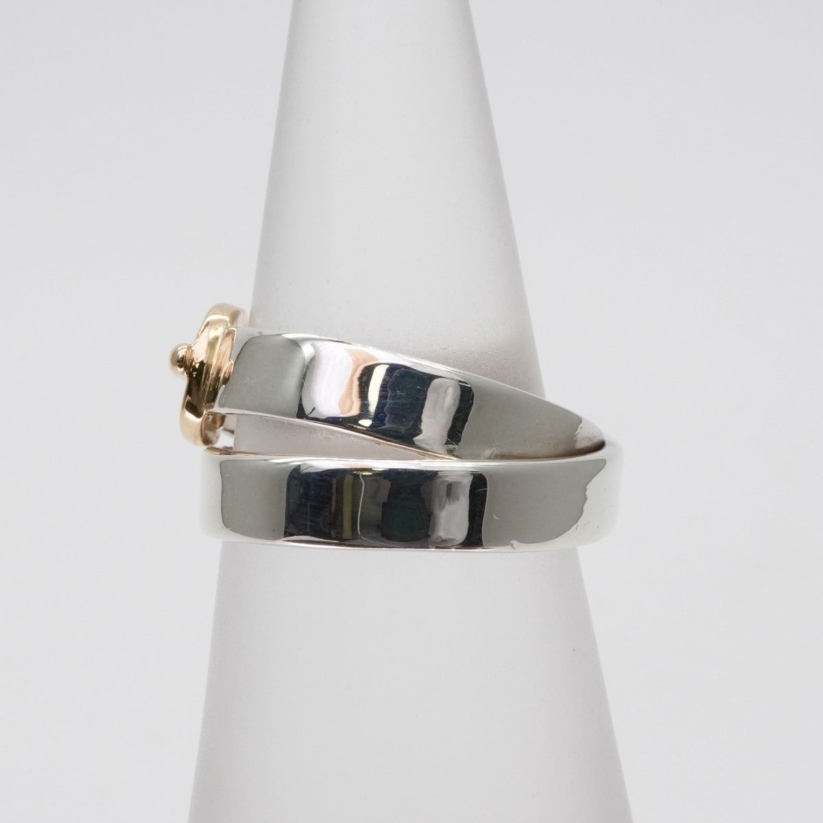 Hermes Double Tour Ring Silver Belt Combination Antique Gold — view 3