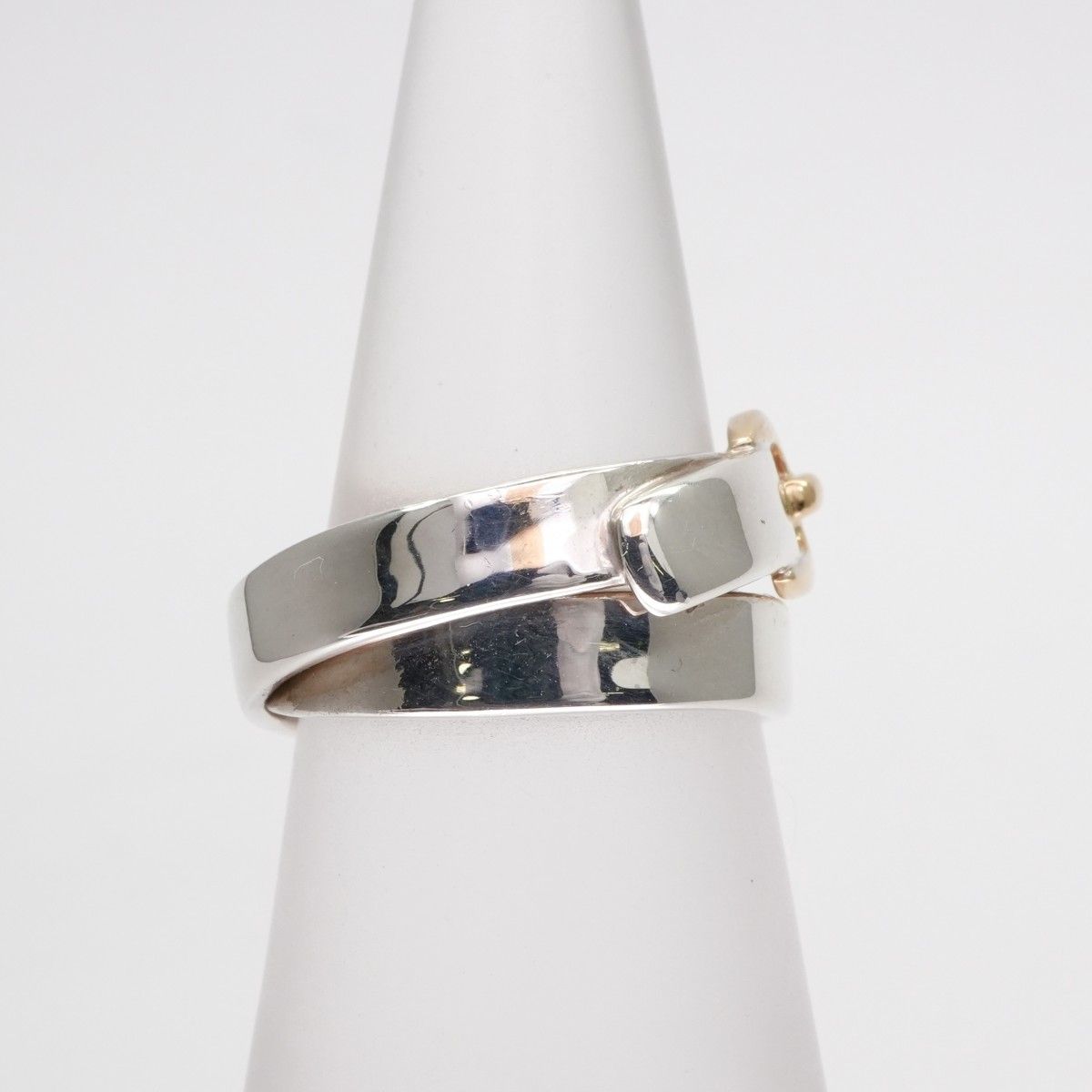 Hermes Double Tour Ring Silver Belt Combination Antique Gold — view 4