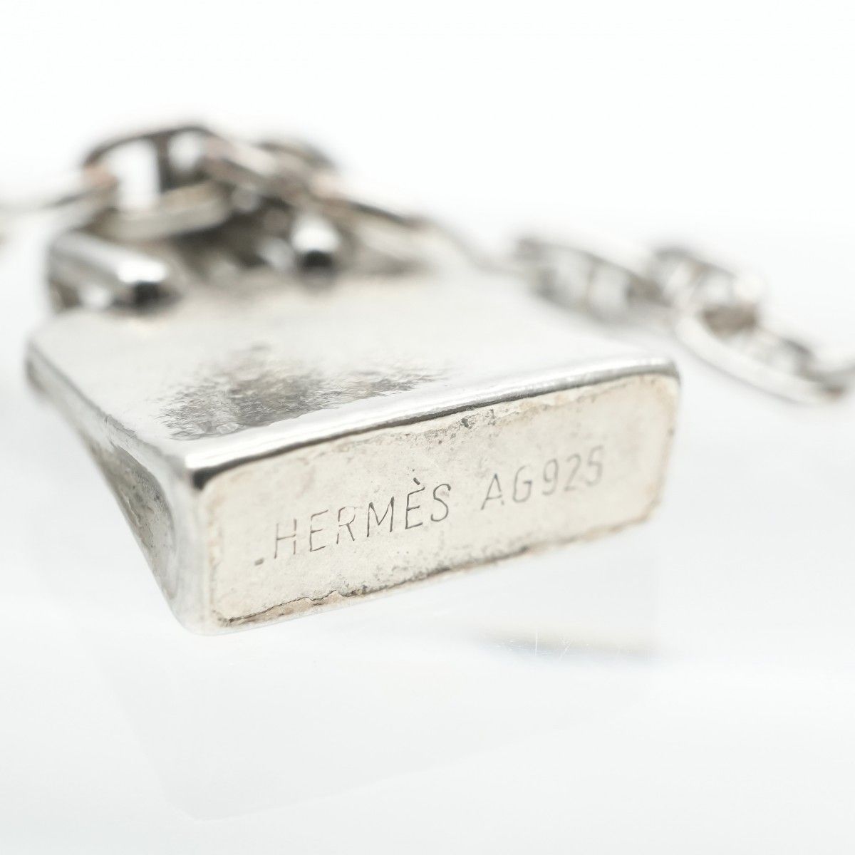 Hermes Chaine D'ancre Bracelet Bangle Calf Silver Mini Ttpm Vintage Anti Claire — view 6