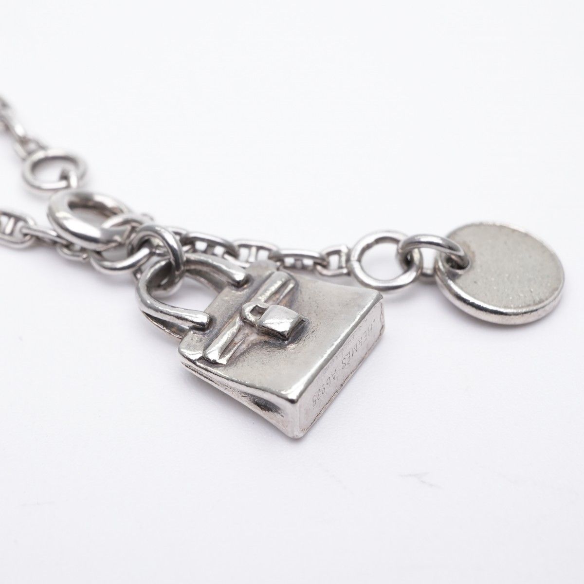 Hermes Chaine D'ancre Bracelet Bangle Calf Silver Mini Ttpm Vintage Anti Claire — view 3