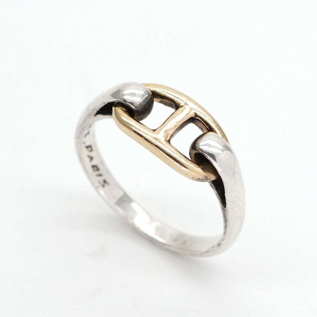 Hermes Chaine D'ancre Ring 750 925 Sterling Silver Gold Enchainee