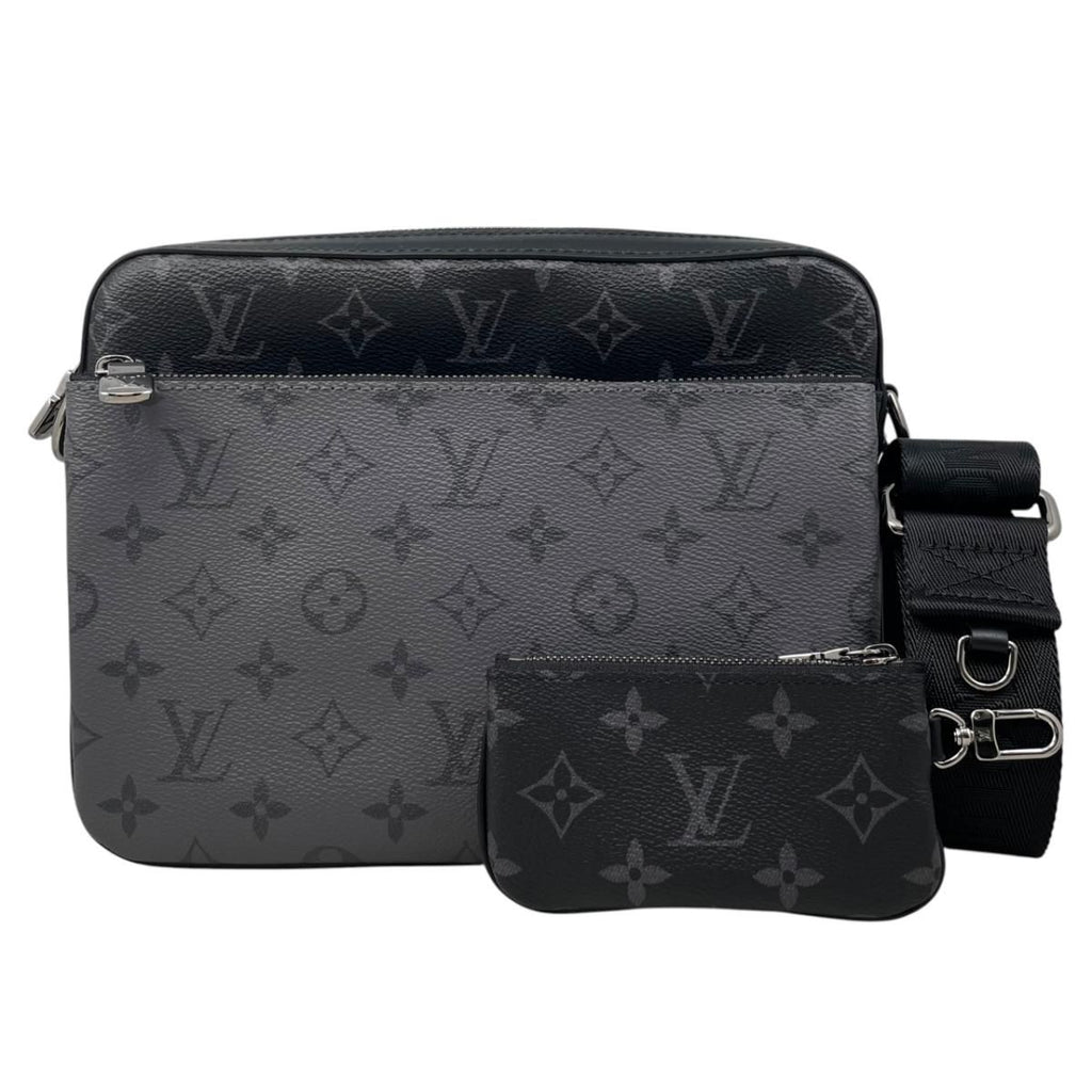 Louis Vuitton Shoulder Bag Trio Messenger Monogram Eclipse Reverse Black Gray