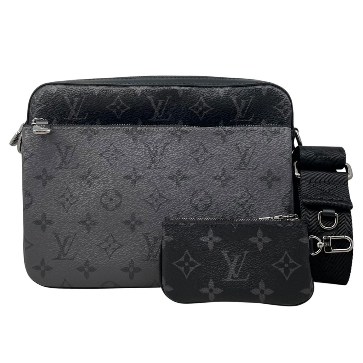 Louis Vuitton Shoulder Bag Trio Messenger Monogram Eclipse Reverse Black Gray