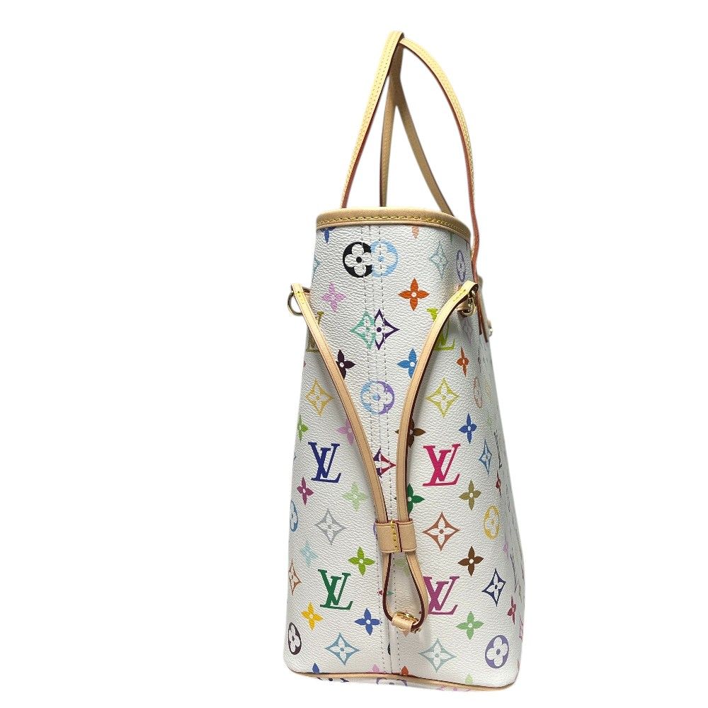 Louis Vuitton Tote Neverfull MM Monogram Multicolor Canvas Blanc White — view 4