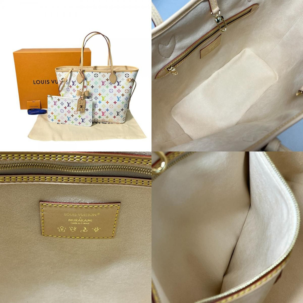 Louis Vuitton Tote Neverfull MM Monogram Multicolor Canvas Blanc White — view 8