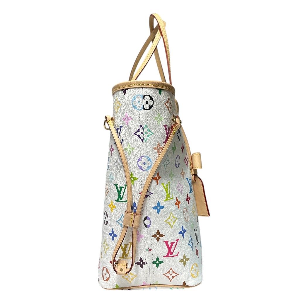 Louis Vuitton Tote Neverfull MM Monogram Multicolor Canvas Blanc White — view 3