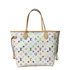 Louis Vuitton Tote Neverfull MM Monogram Multicolor Canvas Blanc White — view 2