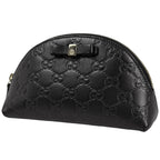 Gucci Makeup Pouch Guccissima GG Pattern Ribbon Marais Black