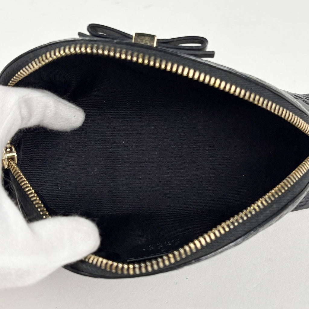 Gucci Makeup Pouch Guccissima GG Pattern Ribbon Marais Black — view 6