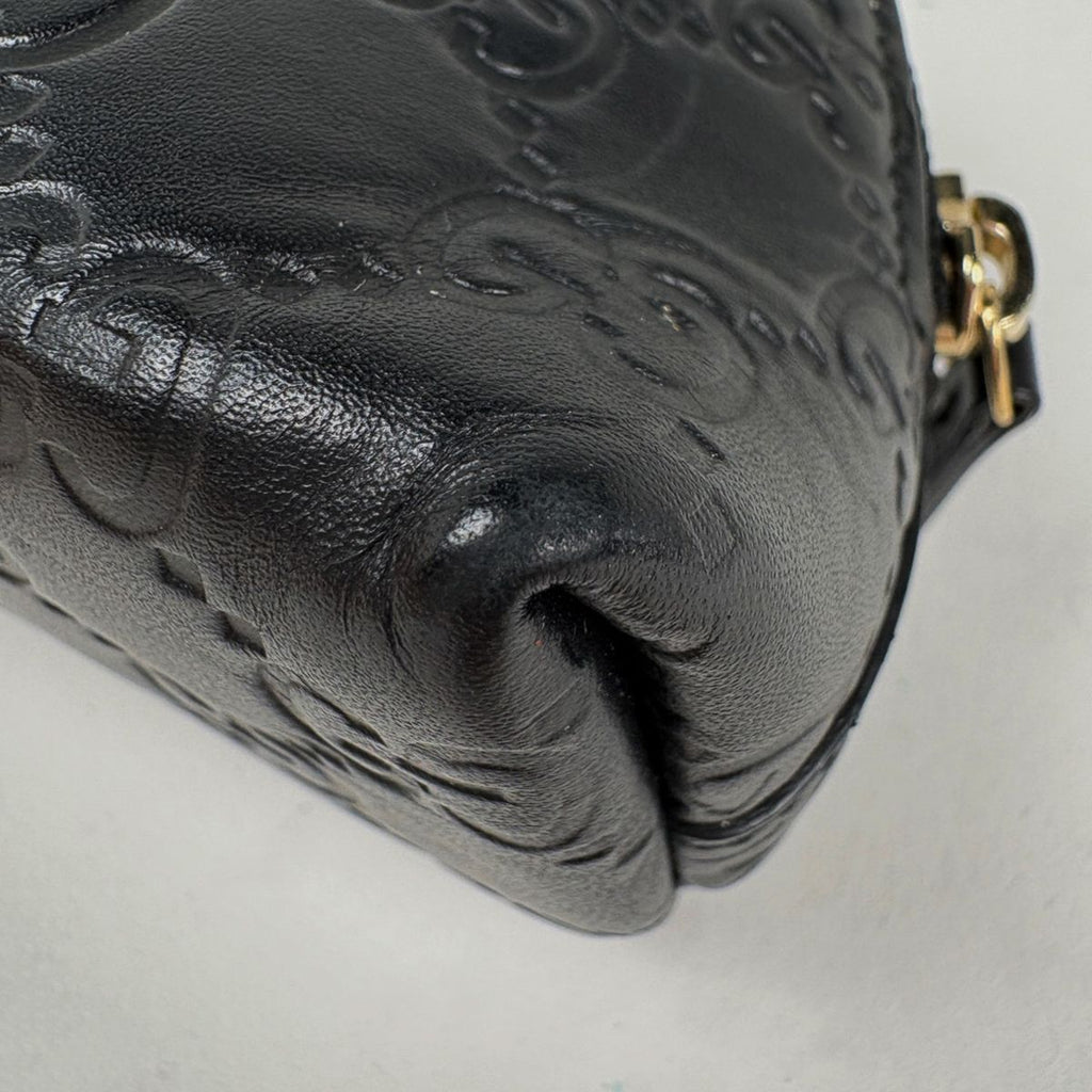 Gucci Makeup Pouch Guccissima GG Pattern Ribbon Marais Black — view 4