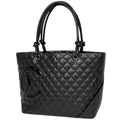 Chanel Cambon Line Large Tote CC Logo Leather Black