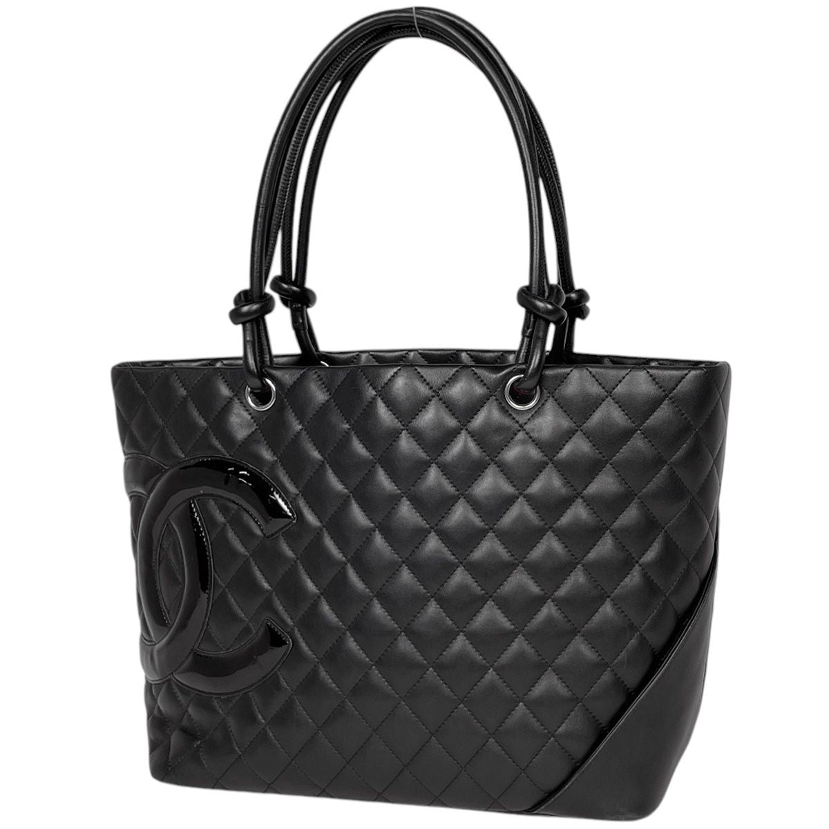 Chanel Cambon Line Large Tote CC Logo Leather Black