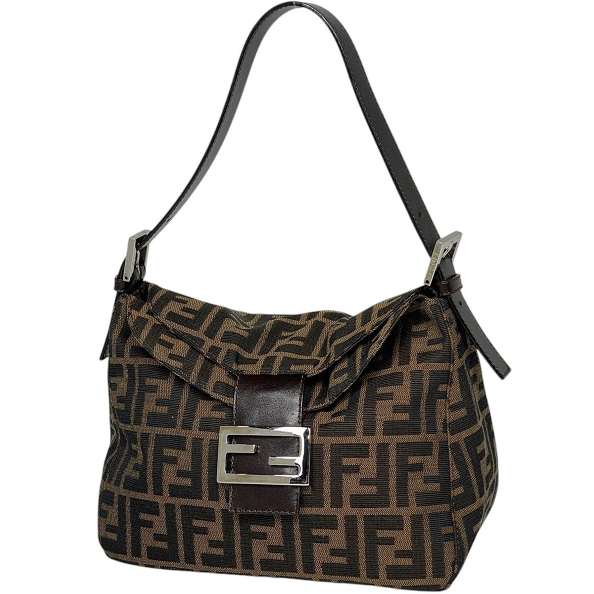 Fendi Shoulder Bag Zucca Pattern Canvas Brown
