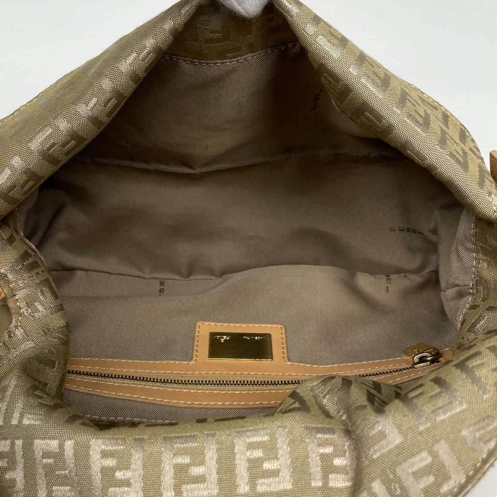 Fendi Handbag Zucchino Pattern Mamma Baguette Canvas Beige — view 7