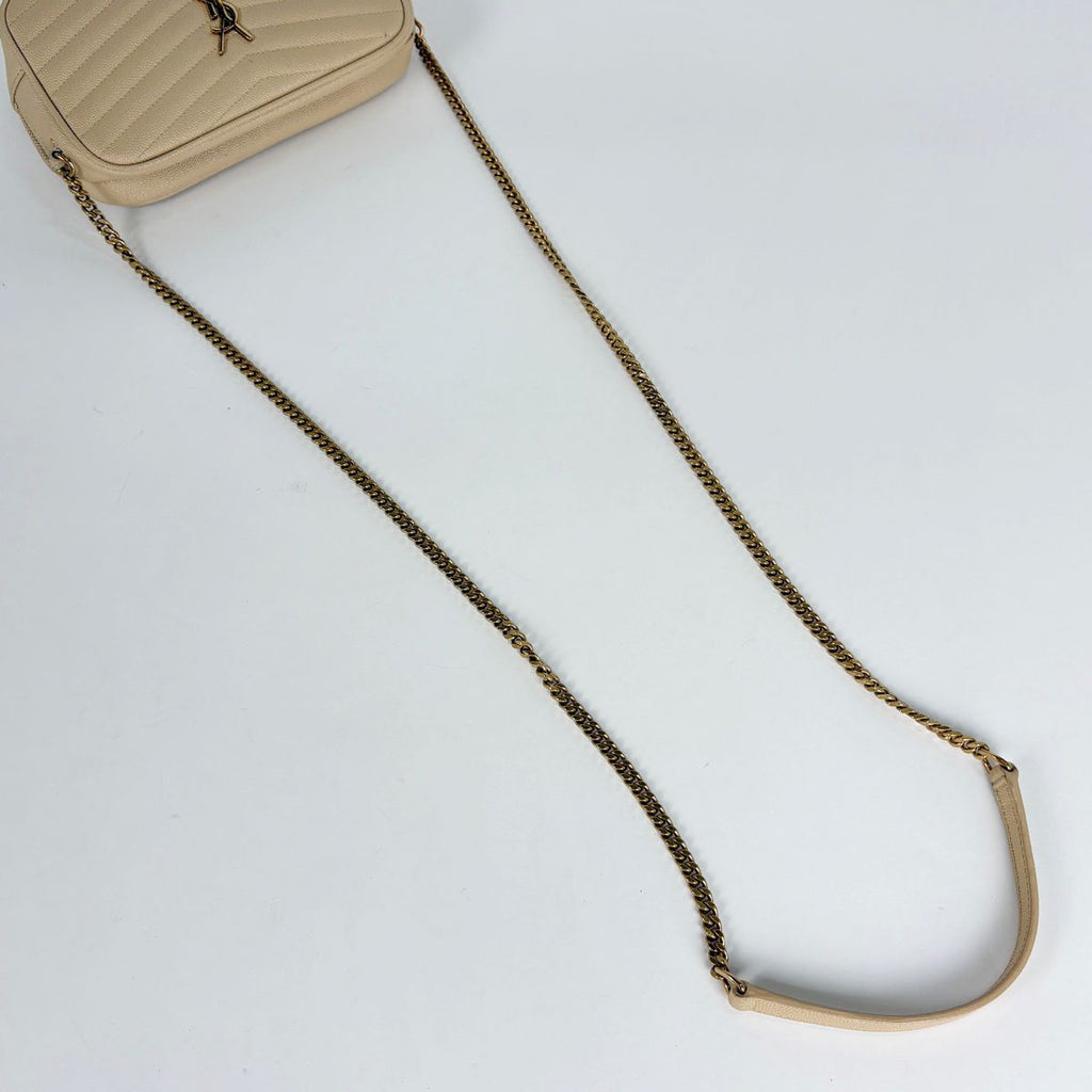 Saint Laurent Shoulder Bag Lou Fringe Leather Beige — view 6