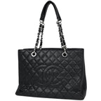 Chanel Tote CC Logo Quilted Grand Shopping GST Caviar Leather Black
