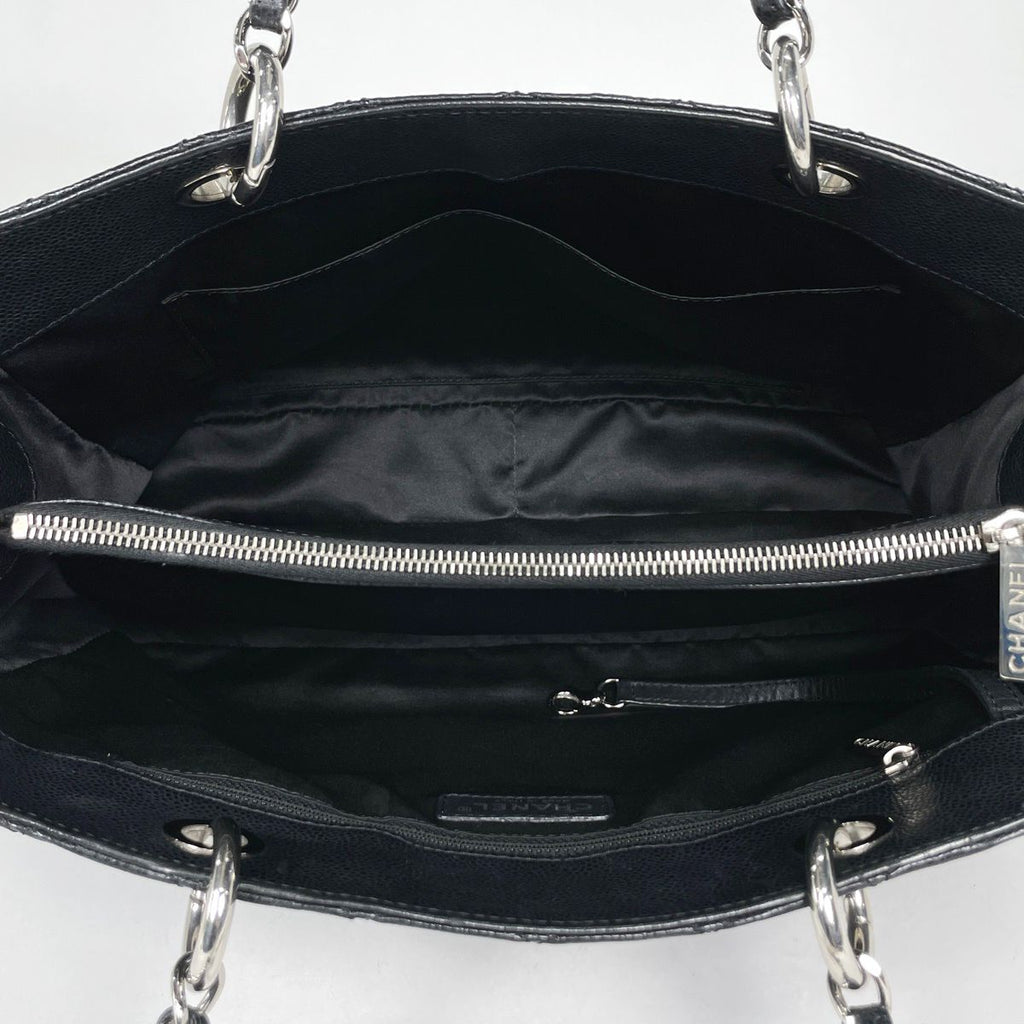 Chanel Tote CC Logo Quilted Grand Shopping GST Caviar Leather Black — view 9
