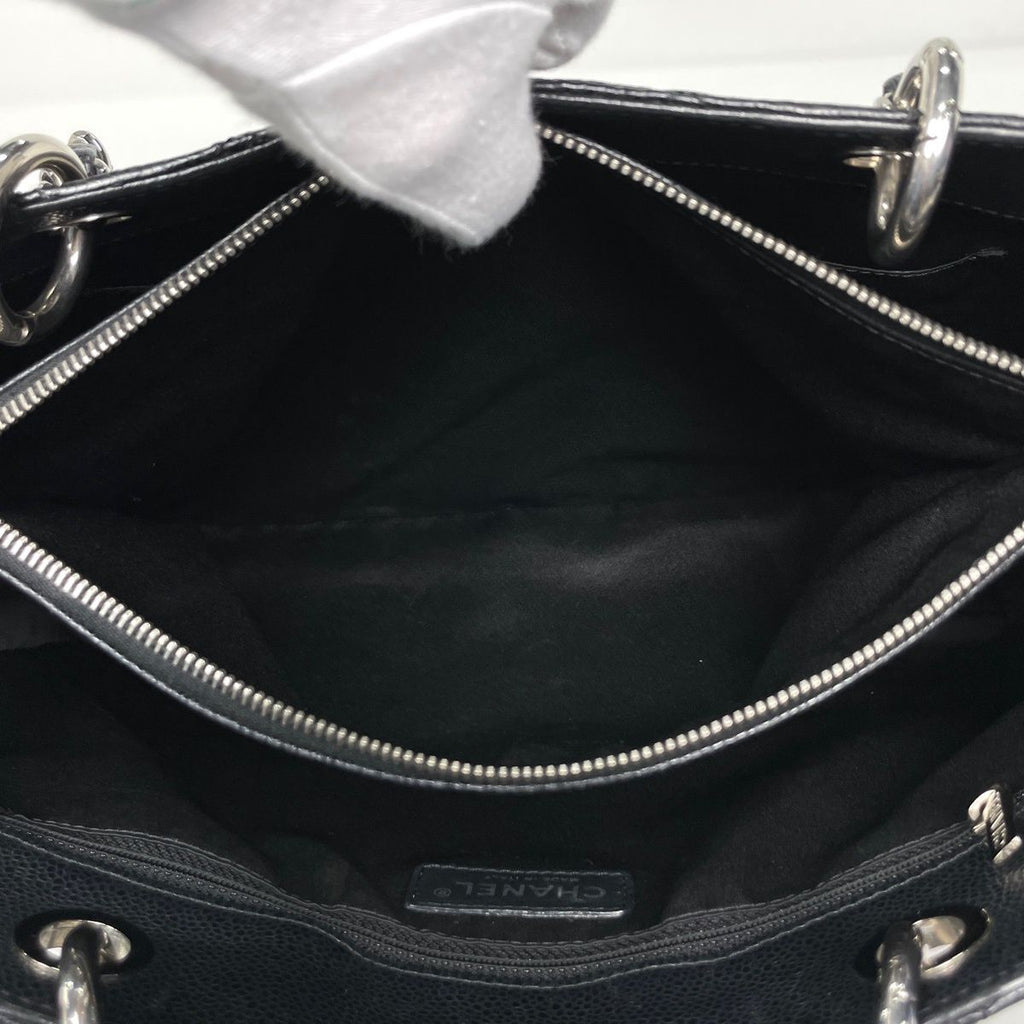 Chanel Tote CC Logo Quilted Grand Shopping GST Caviar Leather Black — view 8