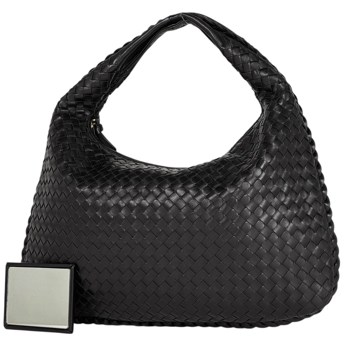 Bottega Veneta Intretchart Shoulder Bag Hobo Leather Black