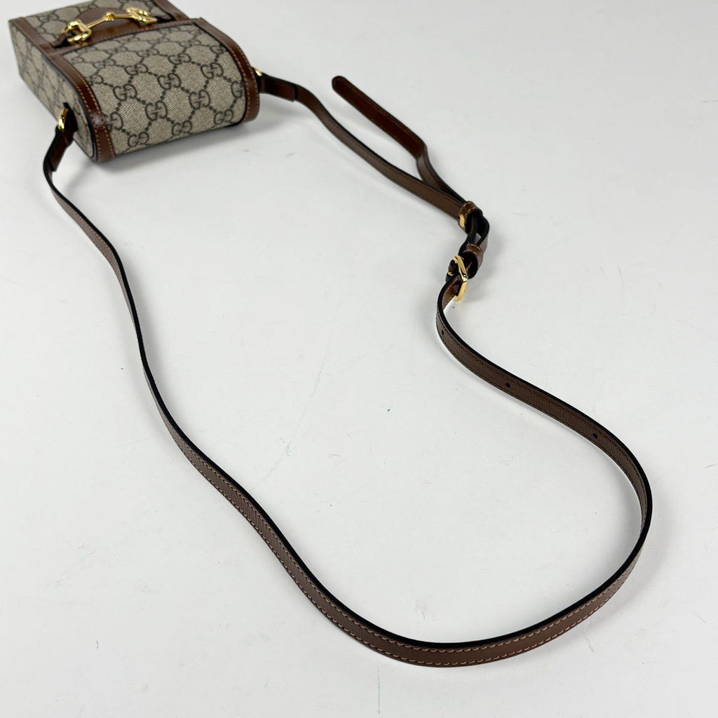 Gucci Shoulder Bag Horsebit GG Pattern Brown — view 5