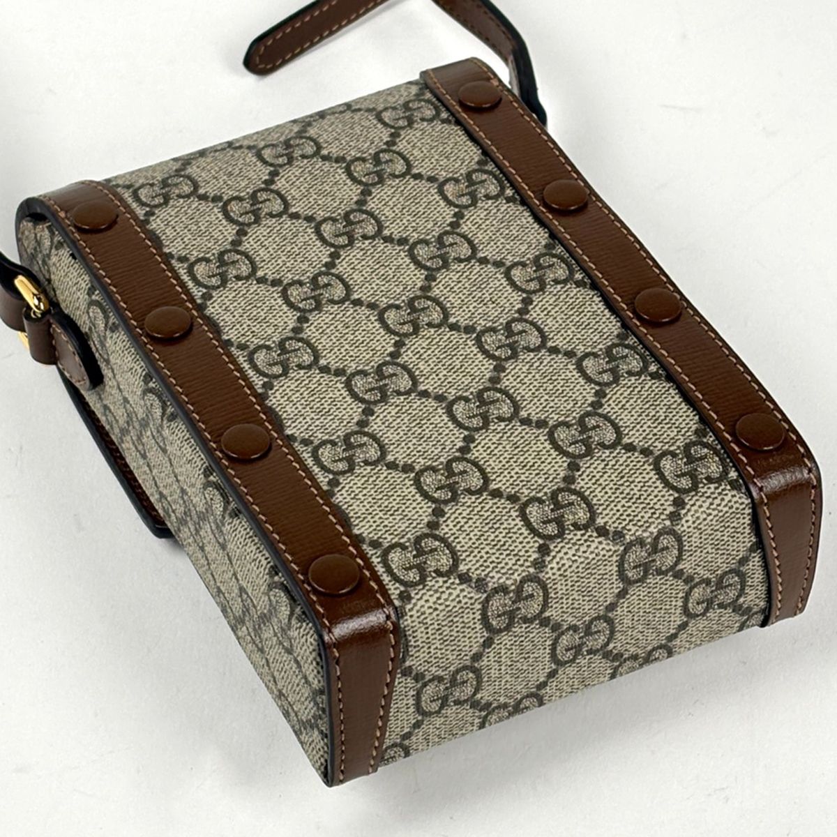 Gucci Shoulder Bag Horsebit GG Pattern Brown — view 2