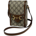 Gucci Shoulder Bag Horsebit GG Pattern Brown