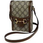 Gucci Shoulder Bag Horsebit GG Pattern Brown