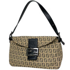 Fendi Shoulder Bag Zucchino Pattern Canvas Beige