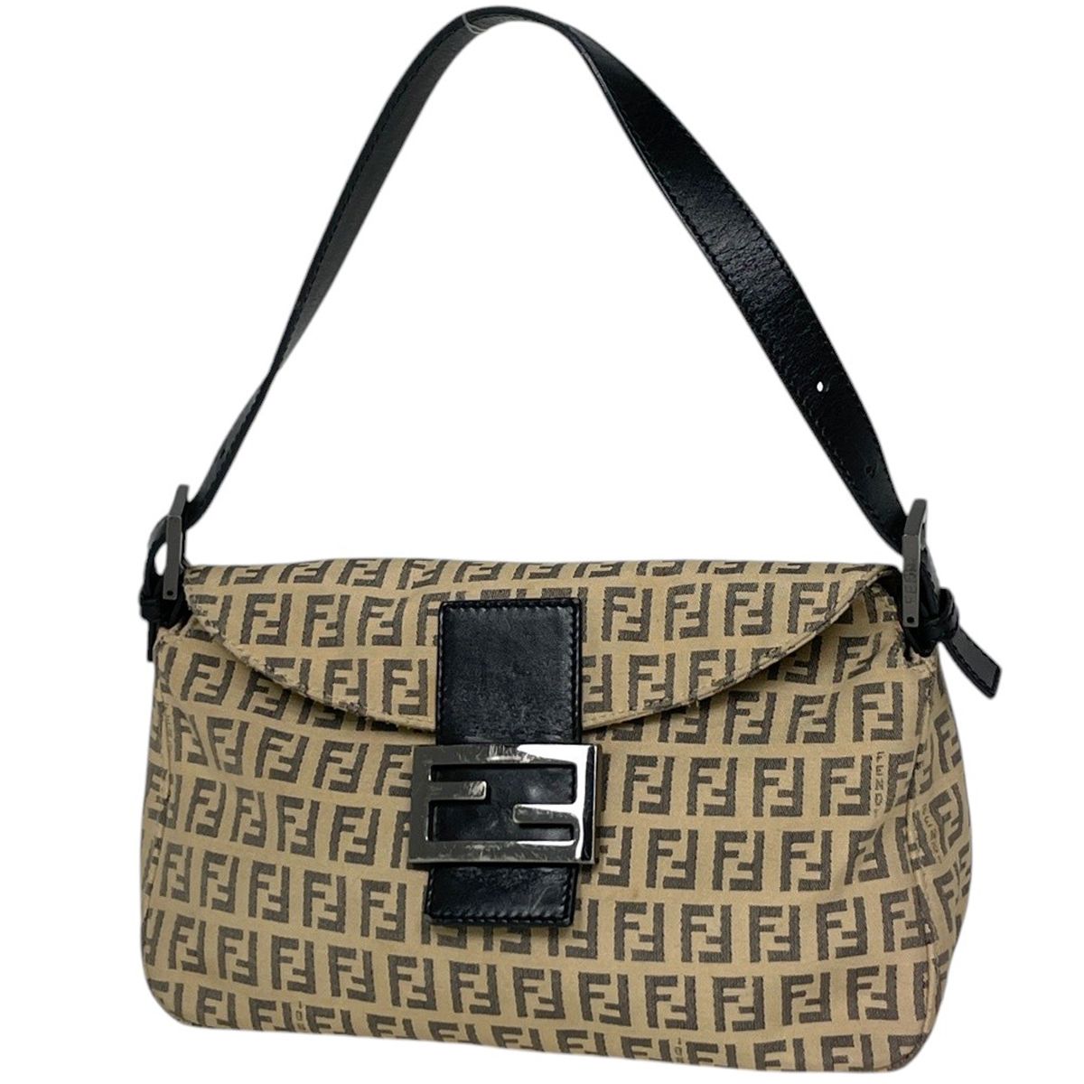 Fendi Shoulder Bag Zucchino Pattern Canvas Beige