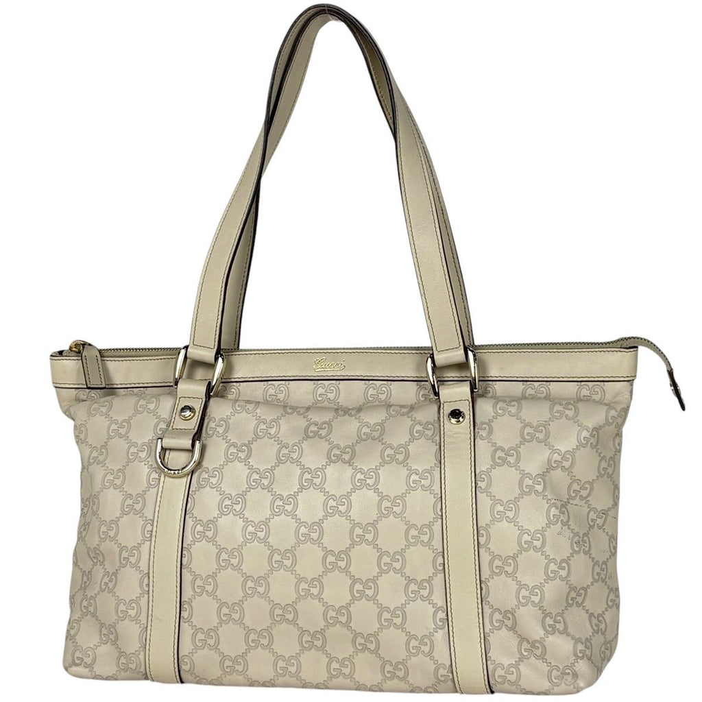 Gucci Guccissima Tote GG Pattern Shimarais White