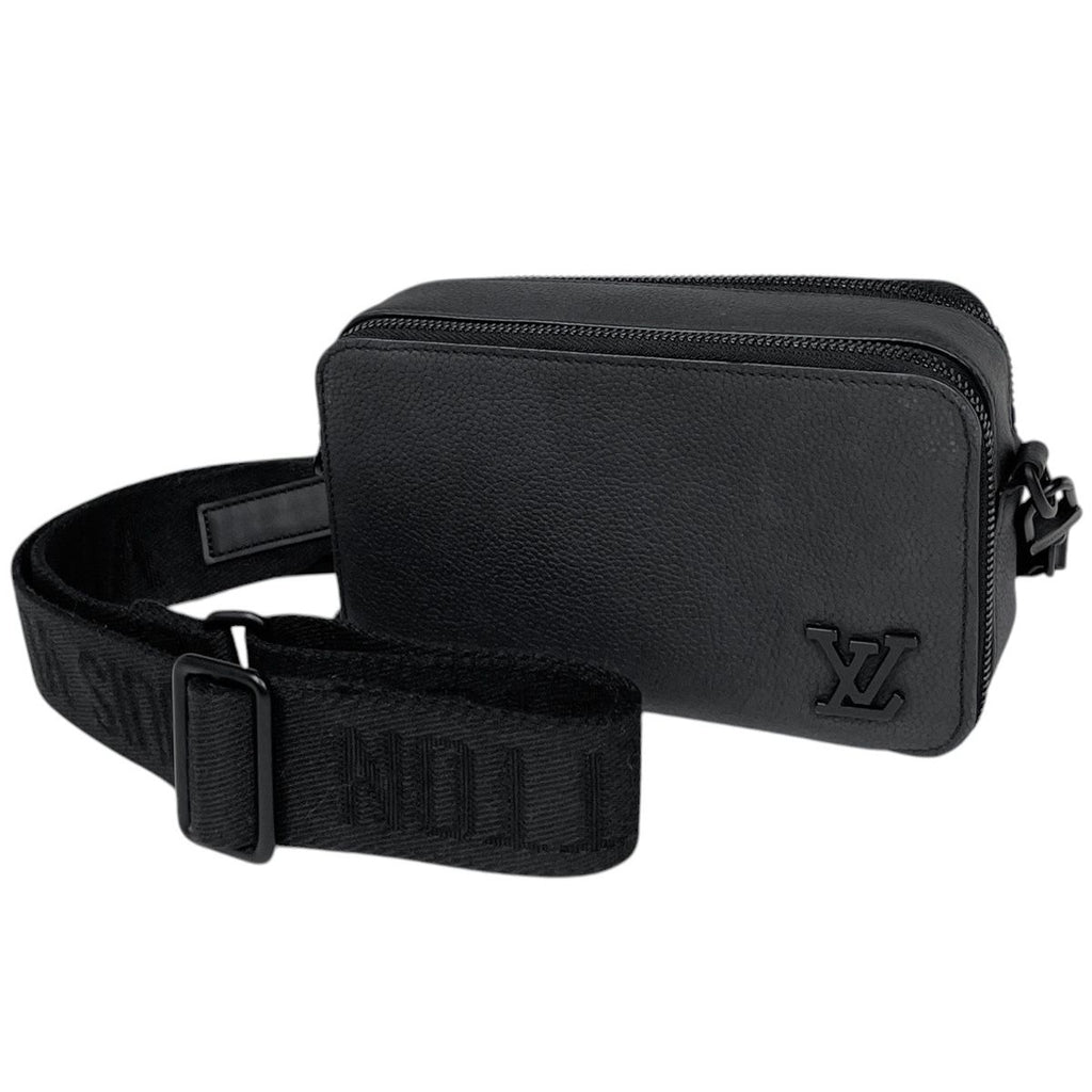 Louis Vuitton Alpha Wearable Wallet Shoulder Bag LV Aerogram Leather Noir