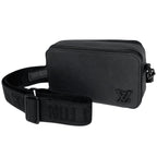 Louis Vuitton Alpha Wearable Wallet Shoulder Bag LV Aerogram Leather Noir