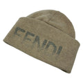 Fendi Knit Hat Ukuran S M Beige Lame Logo Wool Cashmere