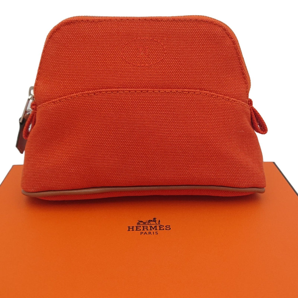 Hermes Bolide Pouch Mini Canvas Orange Silver