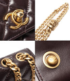 Chanel Chain Wallet Gold Quilted Lambskin Shoulder — view 7
