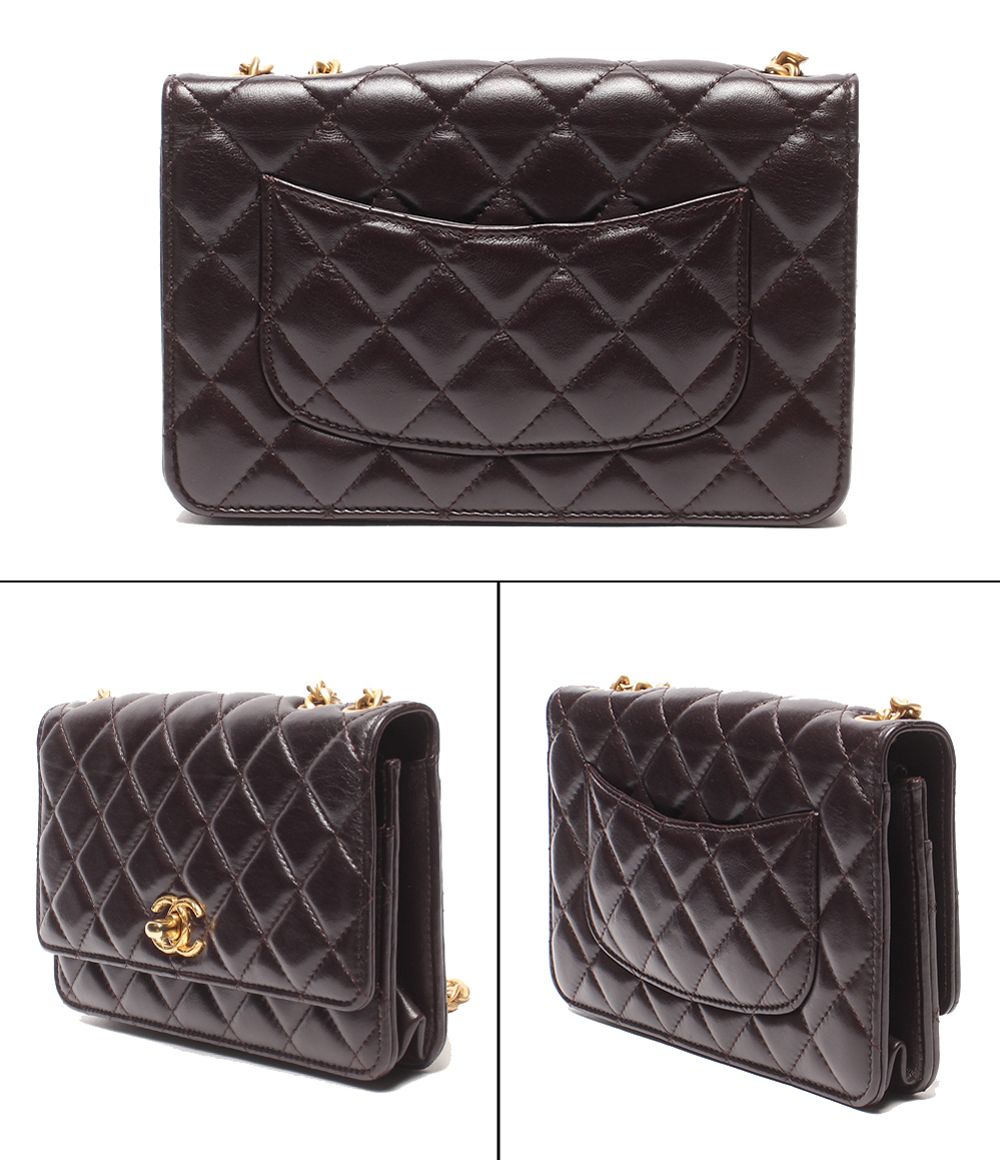 Chanel Chain Wallet Gold Quilted Lambskin Shoulder — view 2