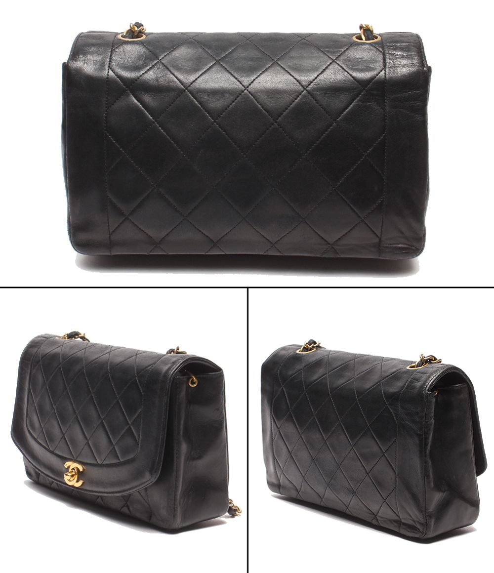 Chanel Chain Shoulder Bag Gold Single Flap Diana 25 Quilted Lambskin — view 2