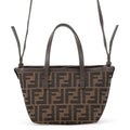 Fendi Roll FF Jacquard Mini Canvas Leather 2-Way Shoulder