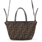 Fendi Roll FF Jacquard Mini Canvas Leather 2-Way Shoulder