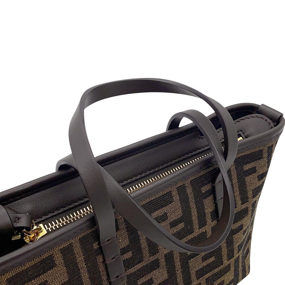 Fendi Roll FF Jacquard Mini Canvas Leather 2-Way Shoulder — view 8