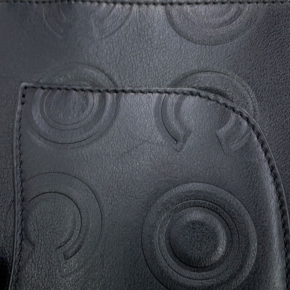 Chanel Chain Shoulder Bag Coco Embossed CC Logo Calf Leather Black — view 6