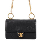 Chanel Chain Shoulder Bag Coco Embossed CC Logo Calf Leather Black