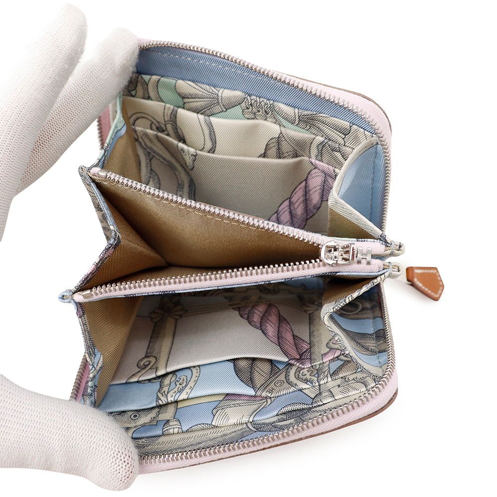 Hermes Coin Case Azap Compact Silk in Mauve Sylvestre Silver Epsom — view 4