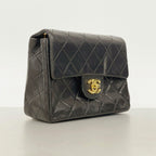 Chanel Shoulder Bag Mini Quilted Lambskin Black Gold — view 2
