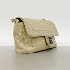 Chanel Shoulder Bag Quilted Calfskin Beige Silver — view 2
